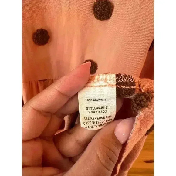 Blu Pepper Tiered Dress Orange Fuzzy Polka Dot Short Sleeve Women's Size Medium - Picture 6 of 7